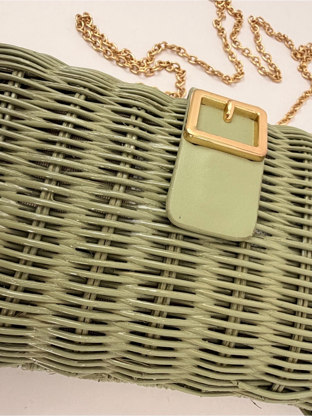 Zara Olive Green Woven Crossbody with Gold Buckle - Picture 8 of 10